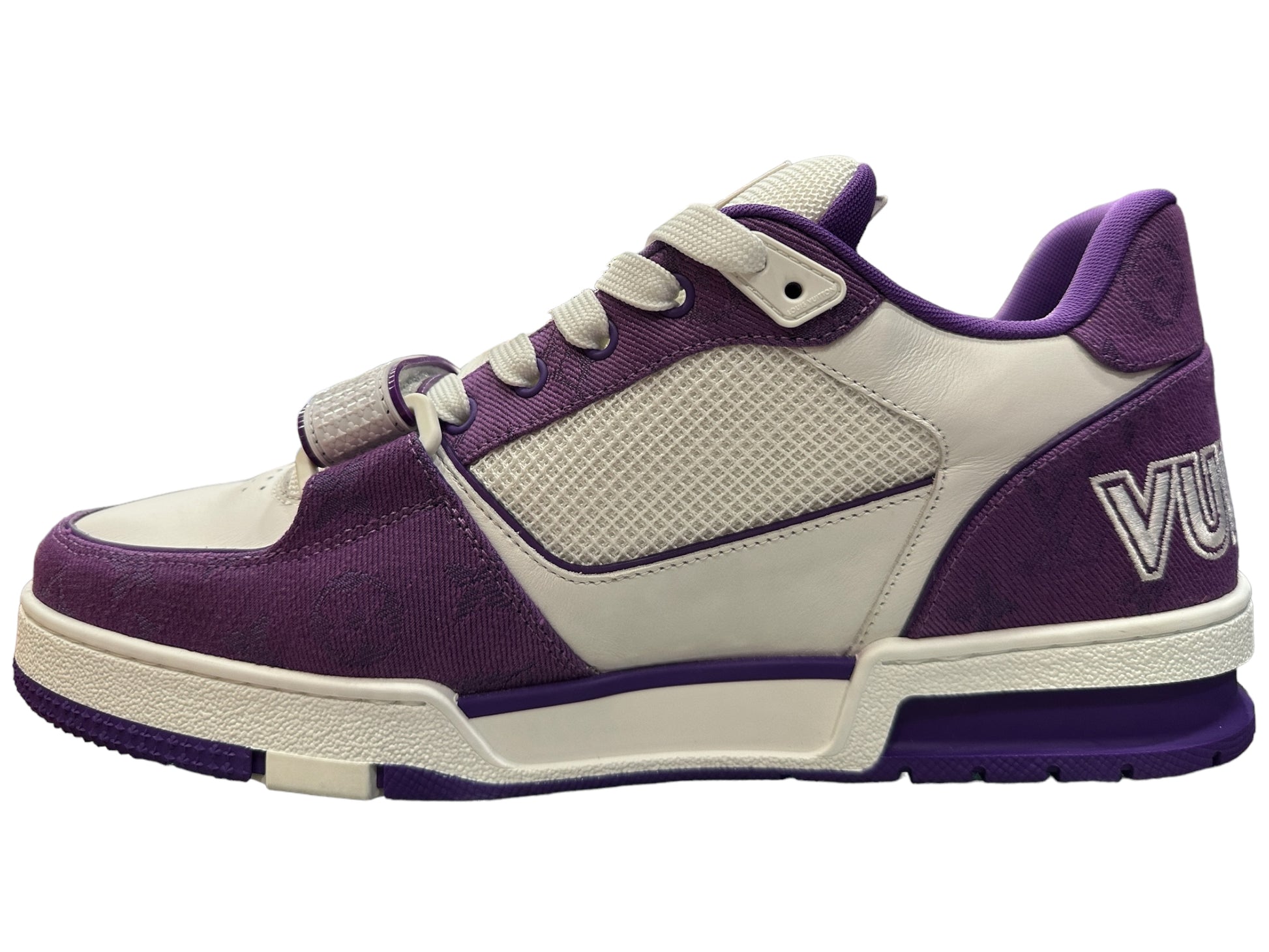 Louis Vuitton Purple Denim Monogram LV Trainer Sneakers 6