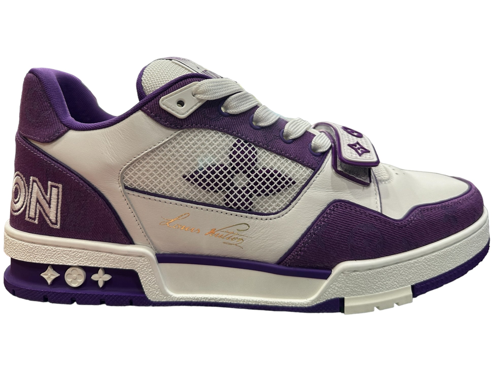 Louis Vuitton Purple Denim Monogram LV Trainer Sneakers 6